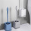 Soft Bristle Wall Mounted Toilet Brush with Holder, Long Handle, Fast Drain Base, Replaceable Head 3