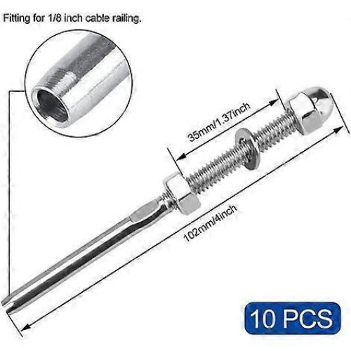 10 Pcs Threaded Cable Tensioners Stainless Steel Cable Splitter Guardrail 1