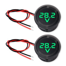 Digital Voltmeter DC 12V 24V Waterproof LED Car Battery Voltage Gauge, RealTime Display, Green, Dual Pack