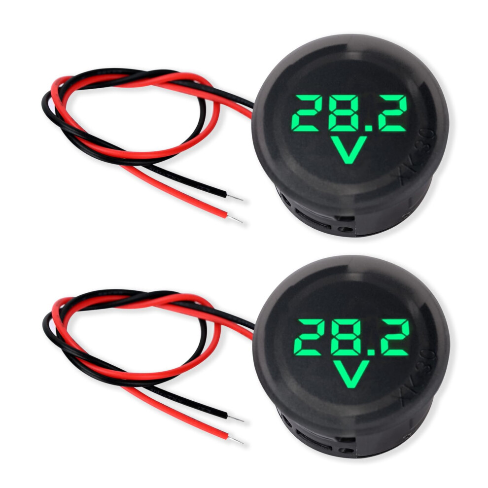 Digital Voltmeter Dc 12V 24V Waterproof Led Car Battery Voltage Gauge, Realtime Display, Dual Pack Green 9310869666264