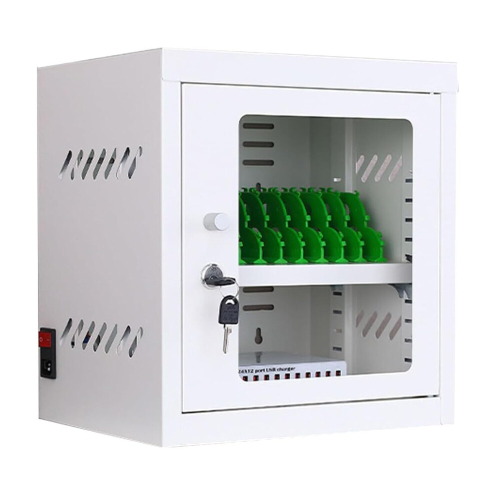 60 Bay Mobile Device Charging Station With Fast Usb Ports, Secure Lockable Cabinet For Classroom And Office White 9310869709985
