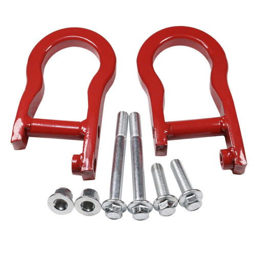 Red Front Tow Hook Kit Stainless Steel Construction  Visibility Red Finish Class 2 Hitch Compatible