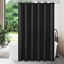 Waterproof Black Fabric Shower Curtain Liner 35x87 inch with Hooks for Modern Bathroom