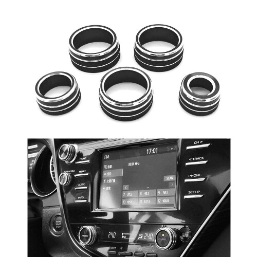 5PCS Aluminum Car Center Console Knobs Decoration AC Air Conditioning+Audio+Function+Rear Mirror Knob  Covers Trim for  Camry 2018 XV70 2