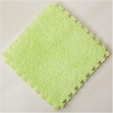 12x12 Inch Interlocking Plush Carpet Tiles Set 16 Pieces, Soft Foam Comfort Floor Mats Light Green for Home Room
