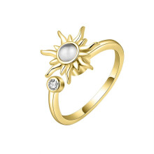 Sunflower Fidget Spinner Ring Gold Adjustable Anxiety Relief Lightweight Everyday Wear