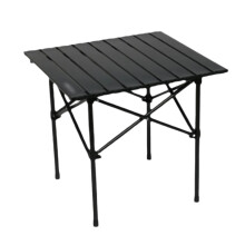 Carbon Steel Camping Table Small Folding Table with Rollup Desktop, Lightweight and Easy Assembly (Black)