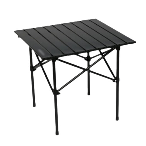 Carbon Steel Camping Table Small Folding Table with Rollup Desktop, Lightweight and Easy Assembly (Black)