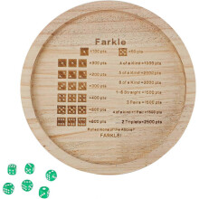 7 Inch Farkle Dice Tray, Wooden Dice Tray for Farkle Classic Dice Game with 6