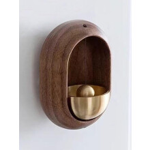 Magnetic Wooden Doorbell with Pleasant Brass Chime, Solid Wood Design for Home or Entrance (Brown H)