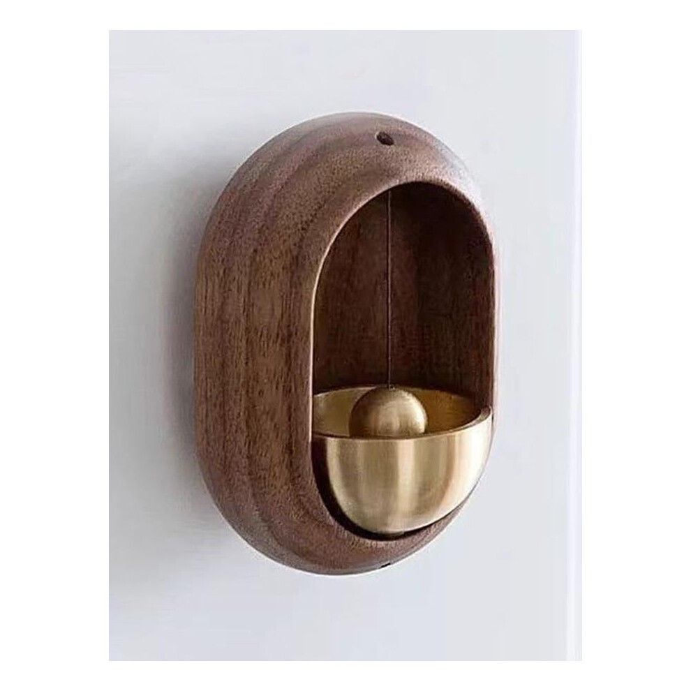 Magnetic Wooden Doorbell With Pleasant Brass Chime, Solid Wood Design For Home Or Entrance (Brown H) 9330225659204