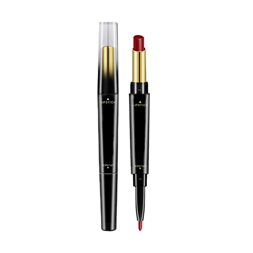Dual Ended Lipstick and Lip Liner Combo, 2 in 1 Long Lasting Nude Velvet Matte Pencil ZbQ430