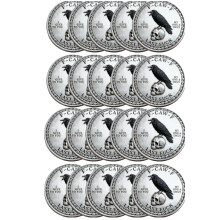 Funny Metal Coin Black Raven Engraved 20PCS Bulk Pack Adult Humor Gift with Storage Case