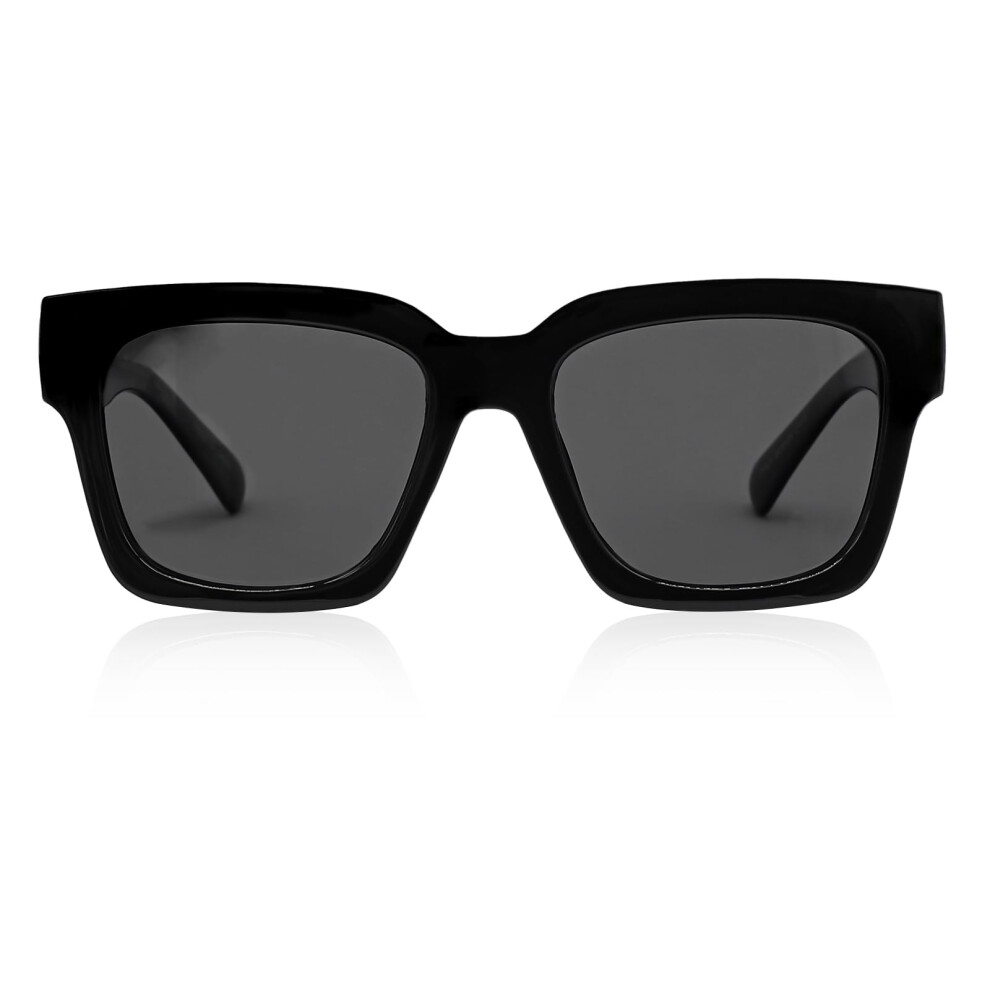 Black Full Lens 3.5x Reading Glasses for Men and Women, Clear Magnification Sunglasses