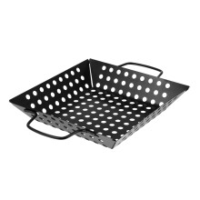9 Inch Non Stick BBQ Grill Pan for Outdoor Cooking, Square Roasting Tray with Oil Drain Design for Meat and Vegetables