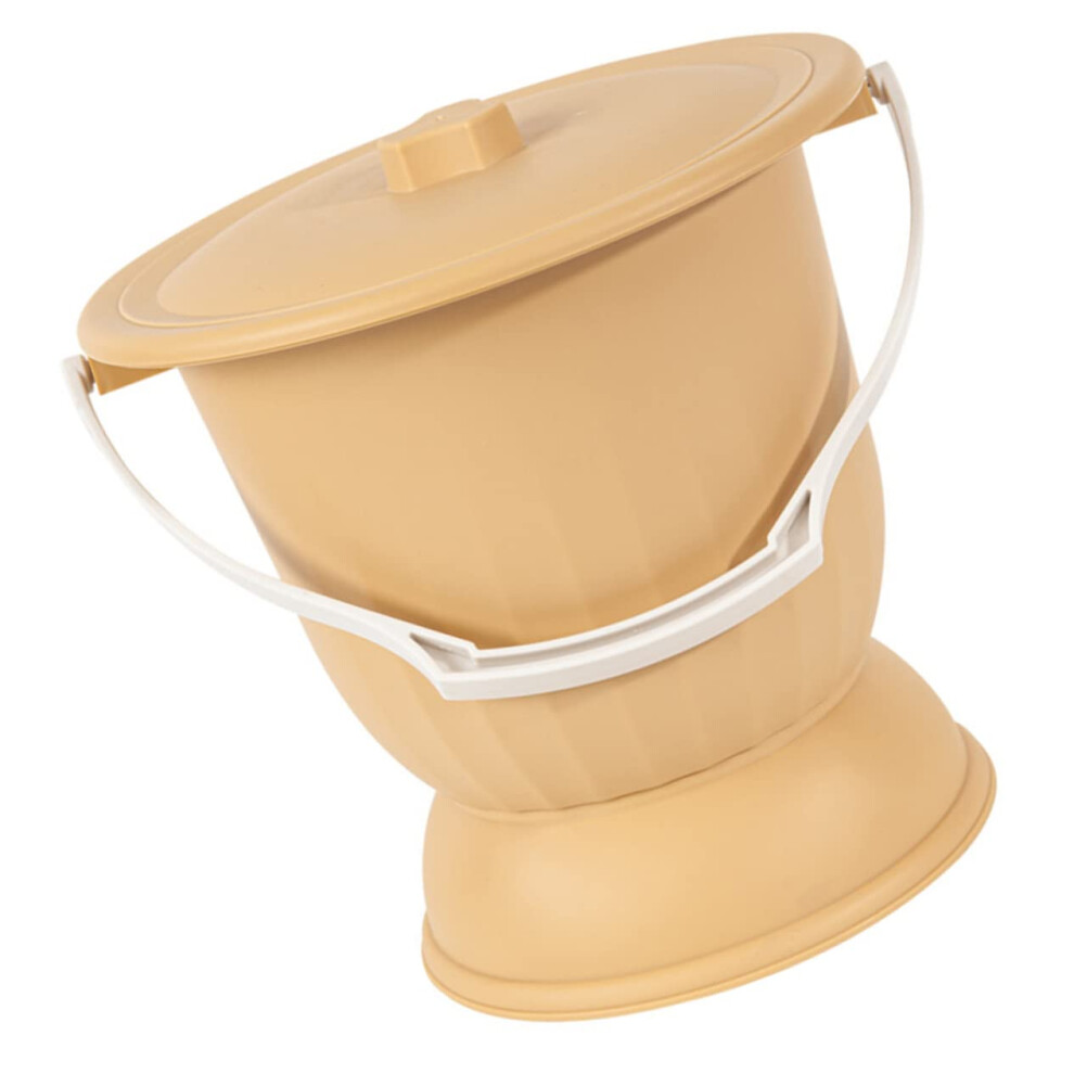Yellow Bedside Commode Chamber Pot With Secure Lid Easy Clean Odor Seal For Elderly Pregnant Large