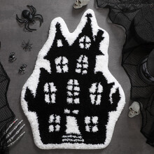 Halloween Castle Bathroom Rug Non Slip Washable Spooky Bath Mat Durable Fabric Indoor Outdoor Use