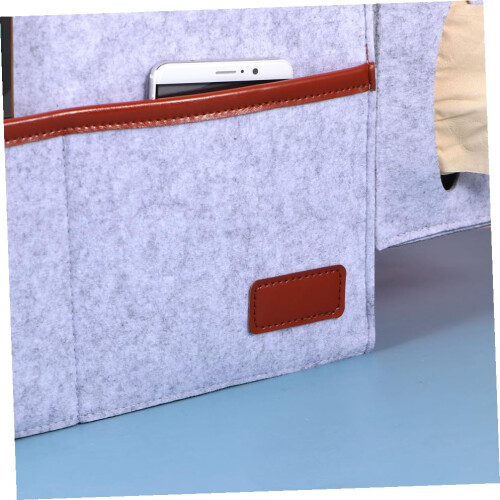 Bedside Storage Organizer 1pc Light Grey Felt Under Mattress Bedside Caddy, SpaceSaving 2