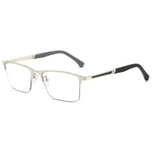 Blue Light Blocking Reading Glasses for Men, Business Style Silver Frame, Clear Vision 2 Pack