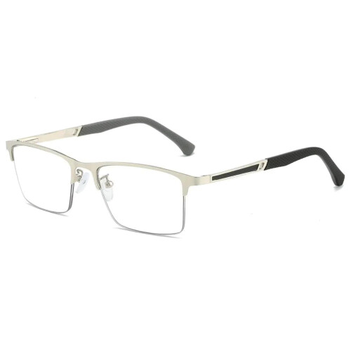 Blue Light Blocking Reading Glasses for Men, Business Style Silver Frame, Clear Vision 2 Pack