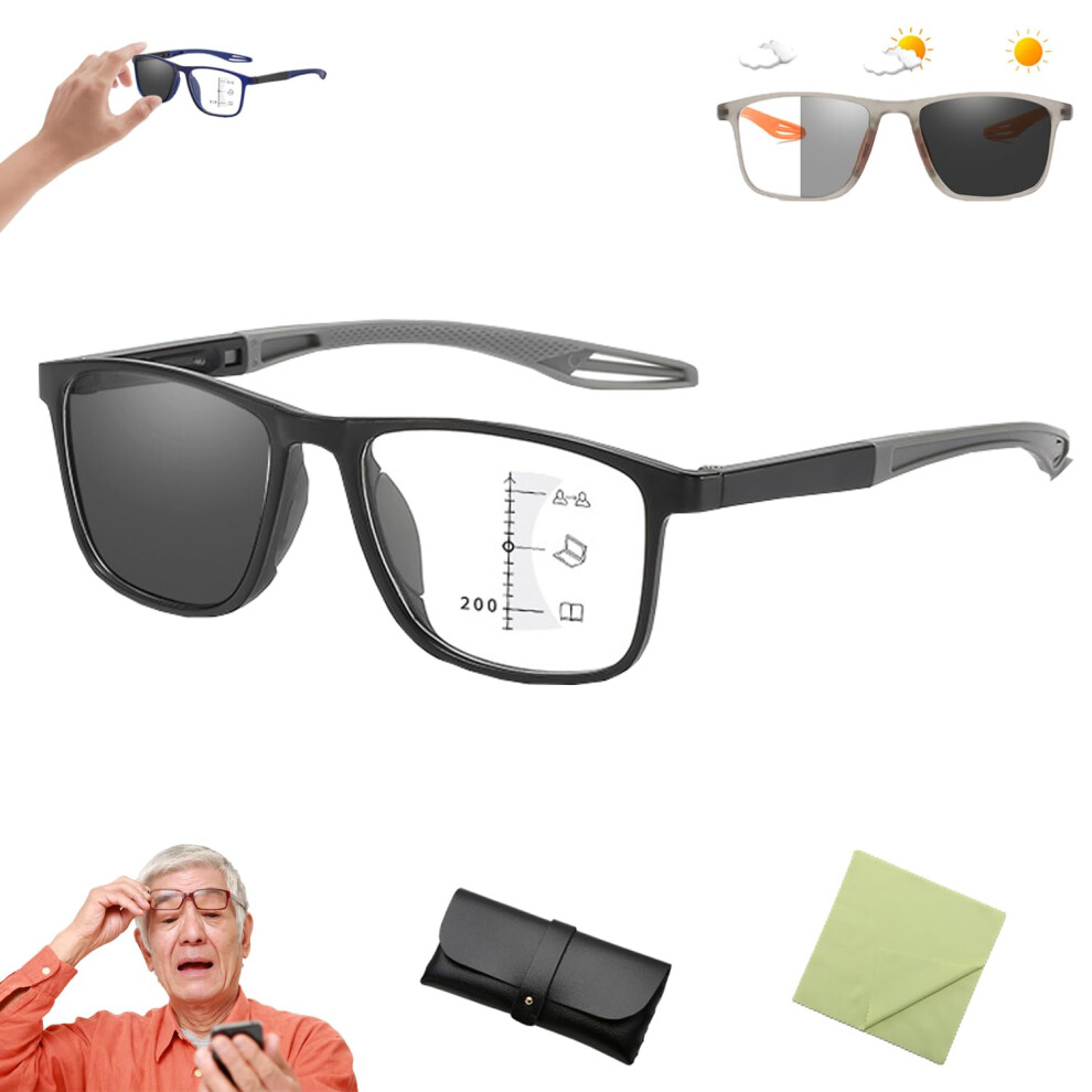 Light/Black Sport Intelligent Antiblue Glasses 3.5, Ultra Photochromic Bifocal Reading Eyewear