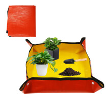 Waterproof Plant Repotting Mat Set, Foldable Gardening Tray for Indoor Succulents, 66cm Orange