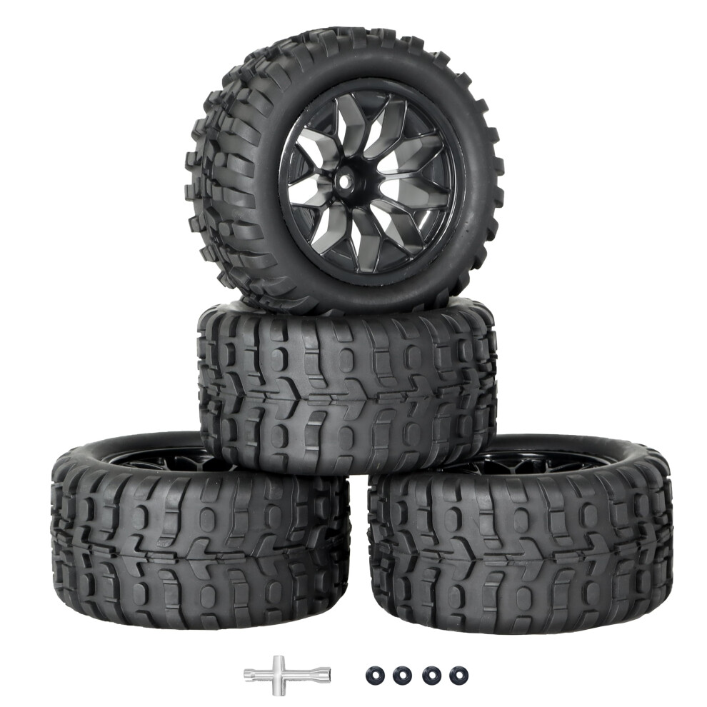 Rc Tires And Wheels 1/10 Scale Preglued Allterrain 12Mm Hex Fit For Traxxas Stampede Rustler Hoss 9330225703037