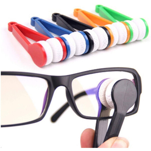 5‑Piece Mini Eyeglass Cleaner Set with Soft Microfiber Pads and Dust Brush, Random Color