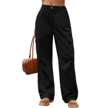 Jean Ample Taille Haute Extensible pour Femme, Coupe Ample, Jambes Larges, Style Années 90, Y2K Noir XXL