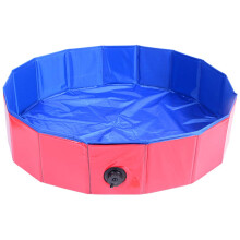 Foldable Pet Swimming Pool for Large Dogs and Cats, Stable Round Frame, Easy Drain, Travel Friendly