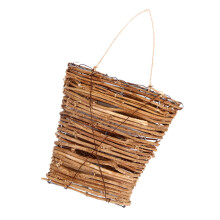 Small Rattan Hanging Flower Basket Wall Planter, Handwoven Rustic Style Indoor Decorative Accent
