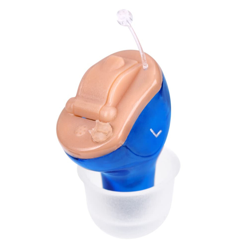 Blue Digital Hearing Aid For Adults With Noise Reduction Technology, Invisible Inear Hearing Amplifier For Seniors, Easy Volume Control,