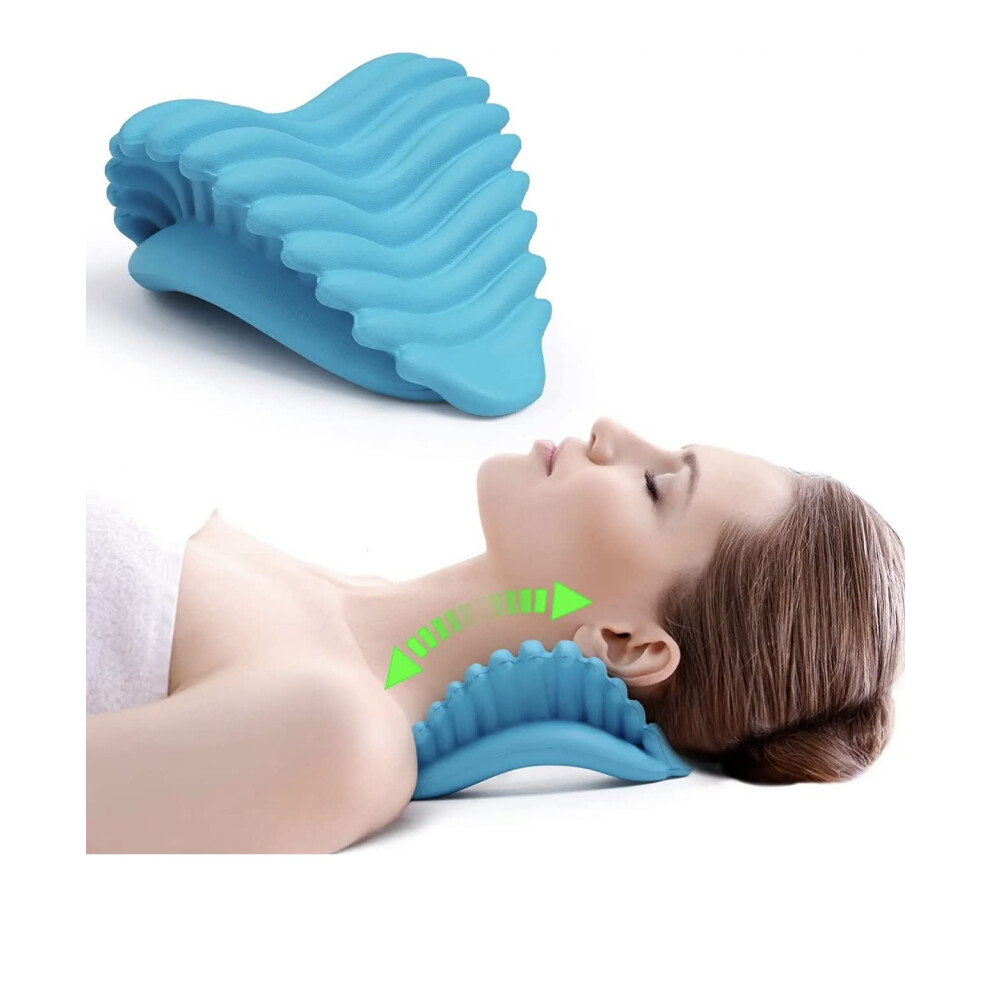 Neck and Back Stretcher for Pain Relief, Ergonomic Cervical Spine Support Pillow with Gentle Traction