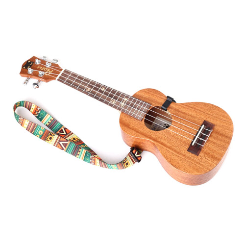 Adjustable Ukulele Strap with J Hook and Clip, Ethnic Pattern, Comfortable Shoulder Support for Performance 2