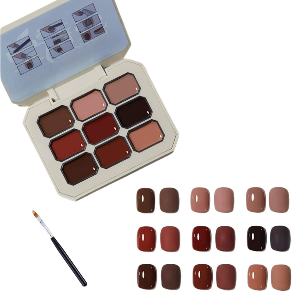 Solid Gel Nail Polish Set, Creamy NineColor Palette for DIY Manicure, Long Lasting Quick Dry Finish