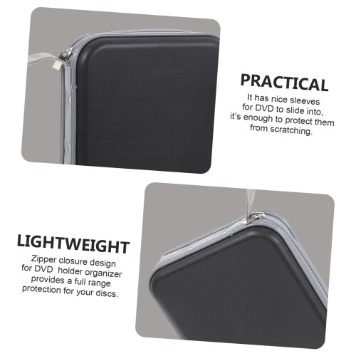 40 Disc CD Case DVD Organizer with Shockproof Hard Shell and Secure Zipper Closure Black 2