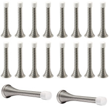 18 Pack Satin Nickel Spring Door Stops with Rubber Tips, Rustproof Heavy Duty Wall Protector Design