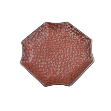 Red Ceramic Plant Pot Tray 6.4 Inch Octagonal Saucer for Indoor Outdoor Use, Surface Protection Design