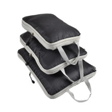 Packing Cubes for Travel 3Pcs Compression Set Waterproof Durable Fabric Space Saving Luggage Organizers Black