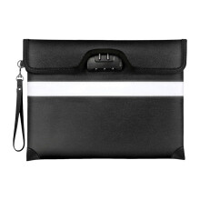 Fireproof Document Bag with Builtin Combination Lock, Flame Retardant and Water Resistant Travel Pouch for Passport and Valuables, Black