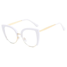 White Cat Eye Blue Light Blocking Reading Glasses +150 for Women, Metal Frame AntiFatigue Design