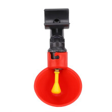 Automatic Chicken Waterer with Float Refill, 4Point Mount Plastic Poultry Drinking Cup Red Bowl