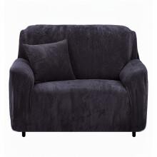 (Dark Gray, 3 Seater) Sofa Cover Velvet Plush Thick High Stretch Elastic Fabric L Shape Sofa Slipcover