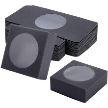 24 sorte kraftbageæsker med klart vindue 8x8x3cm