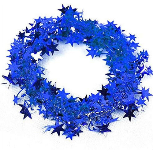 Star Garland Tinsel Wire 25 Ft Blue 2 Pack