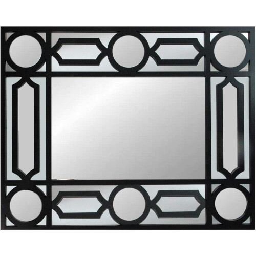 Black Geometric Framed Rectangular Wall Mirror 29.5 x 23.5
