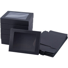 Black Gift Boxes with Window Foldable Kraft 24 Pcs