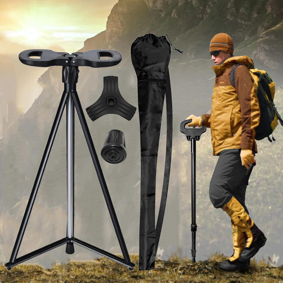 Folding Walking Cane with Seat, 2in1 Lightweight Aluminum Walking Stick Chair for Elderly Travel Hiking