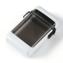 Transparent Cigarette Case with BuiltIn Refillable Lighter, Waterproof Holder for 20 Cigarettes, White