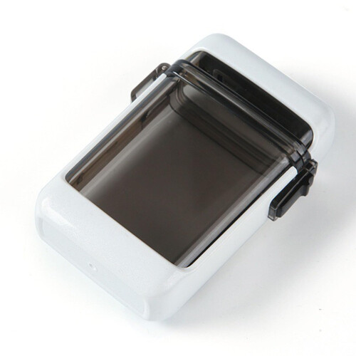 Transparent Cigarette Case with BuiltIn Refillable Lighter, Waterproof Holder for 20 Cigarettes, White